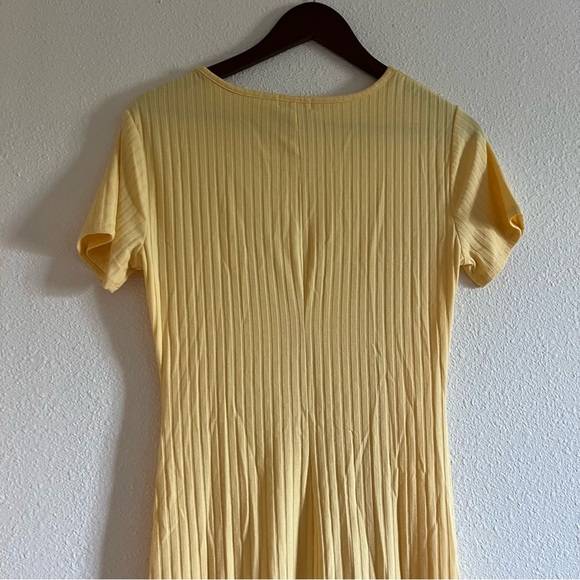 Yellow Asymmetrical Ruched Mini Dress - Picture 5 of 7